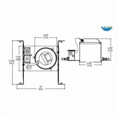 Acuity Brands Lithonia Lighting® L7XLED T24 U Downlight Housing, LED Lamp, 120 VAC, 7 in Ceiling Opening, Aluminum Housing